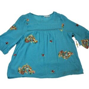 NWT Figueroa & Flower Boho Fairycore Cottagecore Embroidered Size L Petite